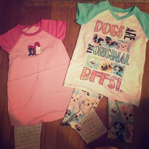 American girl/Justice pj sets
